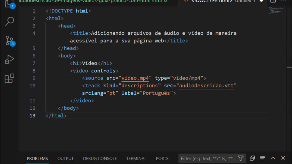 Audiodescrição de imagens e vídeos: um guia prático com HTML